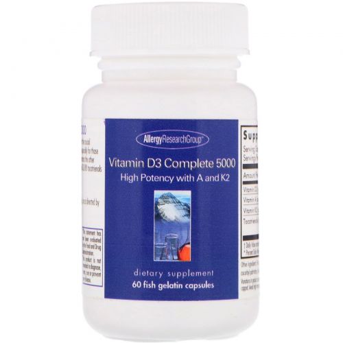 Allergy Research Group, Vitamin D3 Complete 5000, 60 Fish Gelatin Capsules