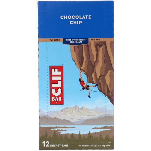 Clif Bar, Energy Bar, Chocolate Chip, 12 Bars, 2.4 oz (68 g) Each