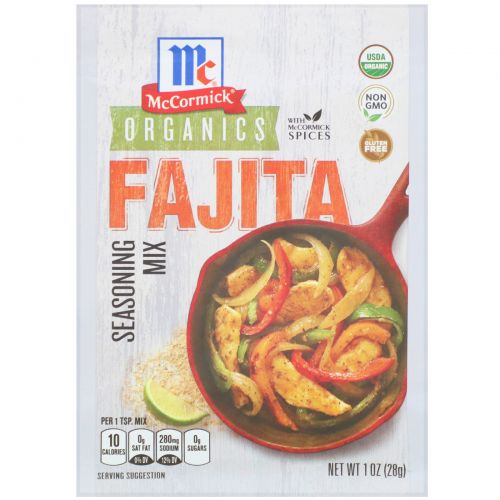 McCormick, Organic Seasoning Mix, Fajita, 1 oz (28 g)