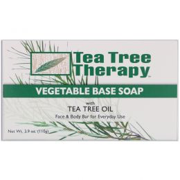 Tea Tree Therapy, Мыло на растительной основе с маслом чайного дерева, брусок, 3.9 унций (110 г)