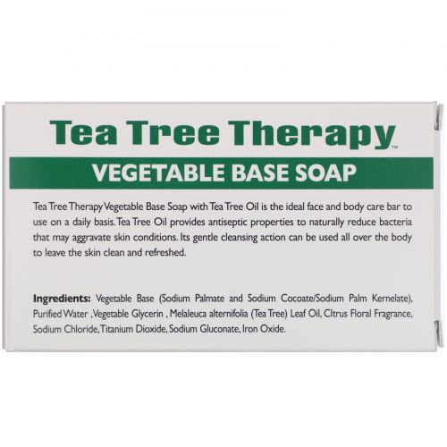Tea Tree Therapy, Мыло на растительной основе с маслом чайного дерева, брусок, 3.9 унций (110 г)