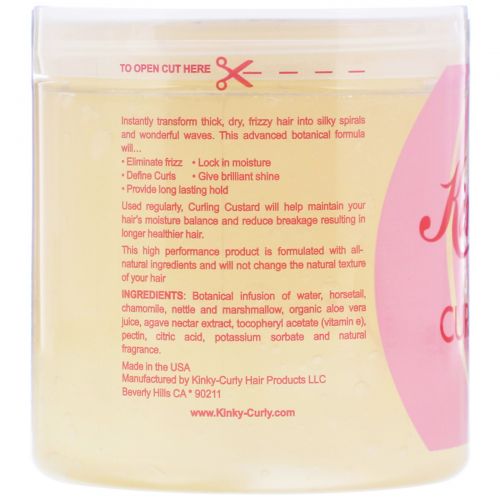 Kinky-Curly, Original Curling Custard, натуральный гель для укладки волос, 8 унций