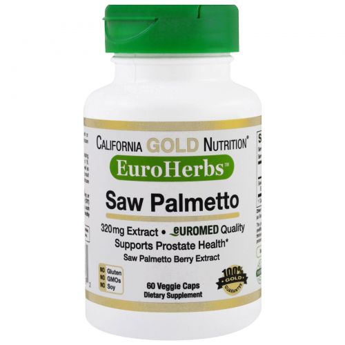 California Gold Nutrition, EuroHerbs Пальма Сереноа   XT 320 mg, VC EM, 60 карат