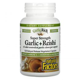 Natural Factors, GarlicRich, Super Strength Garlic + Reishi, 120 Delayed Release Vegetarian Capsules