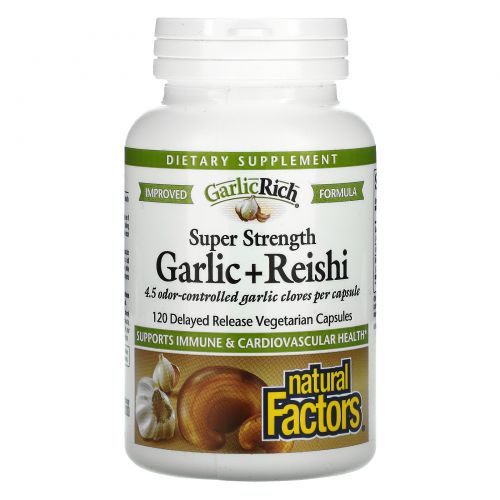 Natural Factors, GarlicRich, Super Strength Garlic + Reishi, 120 Delayed Release Vegetarian Capsules