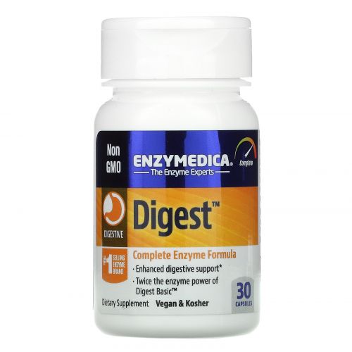 Enzymedica, Digest, полноценная пищевая добавка с энзимами, 30 капсул