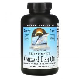 Source Naturals, Arctic Pure, рыбий жир omega-3, высокоактивный, 850 мг, 120 капсул