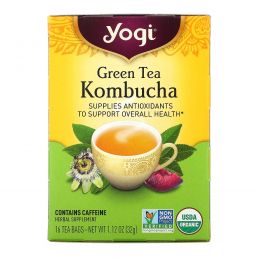 Yogi Tea, Зеленый чай с комбучей (чайным грибом), 16 чайных пакетиков, 1.12 унций (32 г)