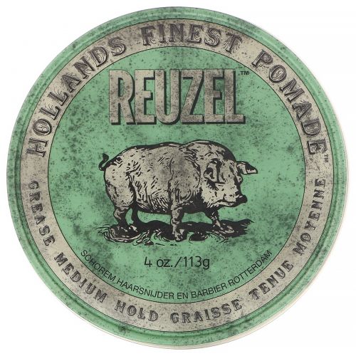 Reuzel, Green Pomade, Grease, Medium Hold, 4 oz (113 g)