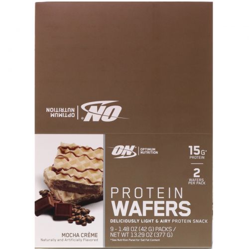 Optimum Nutrition, Protein Wafers, Mocha Creme, 9 Packs, 1.48 oz (42 g) Each