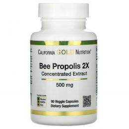 California Gold Nutrition, пчелиный прополис 2X, 500 мг, 90 овощных капсул