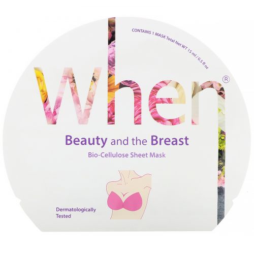 When Beauty, Beauty and the Breast, Bio-Cellulose Sheet Mask, 2 Sheets, 0.5 fl oz (15 ml) Each