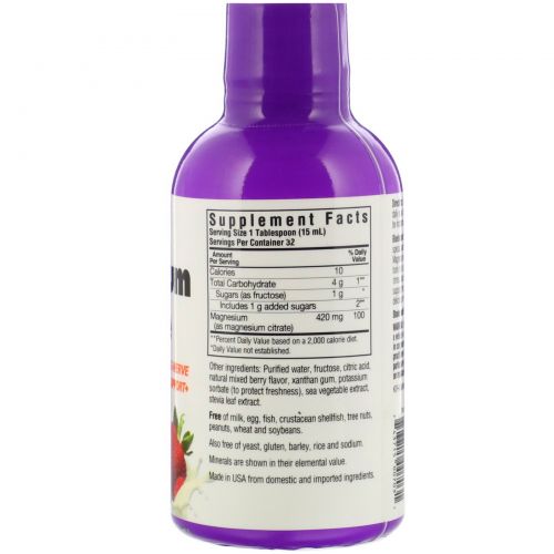 Bluebonnet Nutrition, Liquid Magnesium Citrate, Mixed Berry Flavor, 16 fl oz (472 ml)