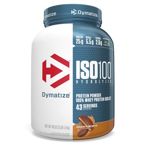 Dymatize Nutrition, ISO 100 Hydrolyzed, 100% Whey Protein Isolate, Chocolate Peanut Butter, 3 lbs (1.4 kg)