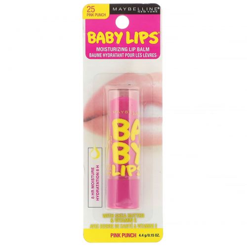 Maybelline, Увлажняющий бальзам для губ Baby Lips, оттенок 25 «Розовый пунш», 4,4 г