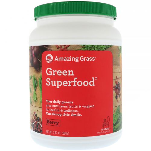 Amazing Grass, Зеленая суперпища, порошок для приготовления ягодного напитка, 28,2 унции (800 г)