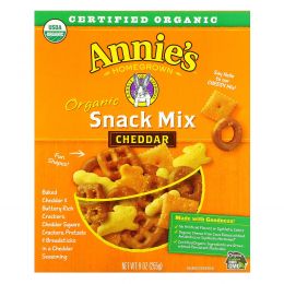 Annie's Homegrown, Органическое ассорти из закусок с чеддером, 9 унций (255 г)