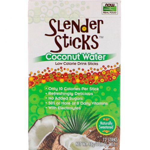 Now Foods, Real Food, Slender Sticks Coconut Water, 12 Sticks, 4 g Each