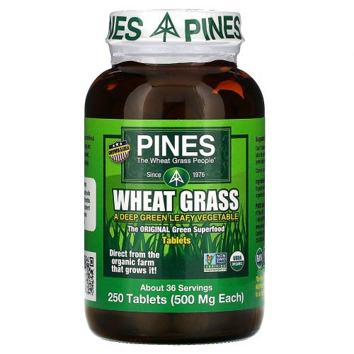 Pines International, Трава пшеницы, 500 мг, 250 таблеток