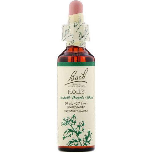 Bach, Bach, Original Flower Remedies, остролист, 0,7 жидкой унции (20 мл)