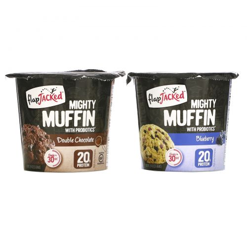 FlapJacked, Mighty Muffins with Probiotics, Founders Variety Pack, 6 Pack, 1.94 oz (55 g) Each