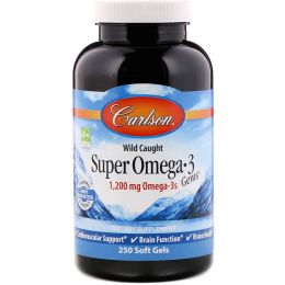 Carlson Labs, Super Omega -3 Gems, 250 мягких желатиновых касул