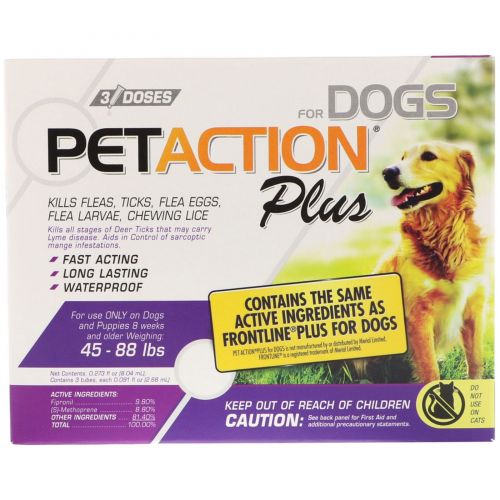 Pet Action Plus, For Large Dogs, 3 Doses - 0.091 fl oz Each