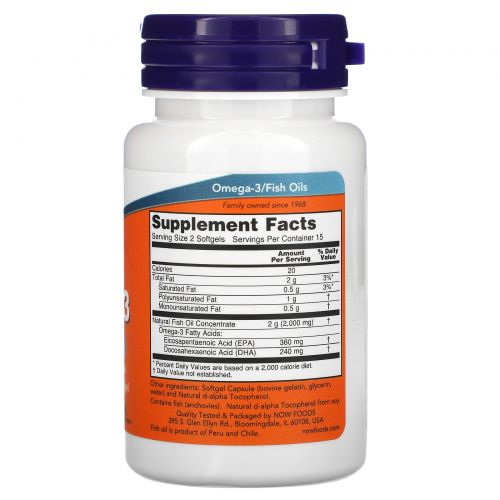 Now Foods, Omega-3, Molecularly Distilled, 30 Softgels