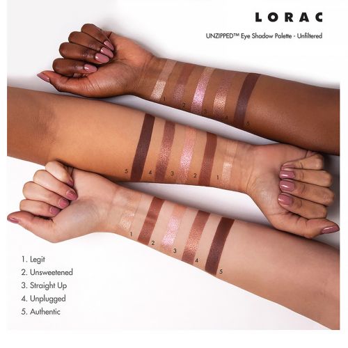 Lorac, Палитра теней для век Unzipped Unfiltered с двухсторонней кистью, 10,5 г