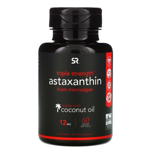 Sports Research, Сильнодействующий астаксантин, 12 мг, 60 мягких капсул в растительной оболочке с жидкостью