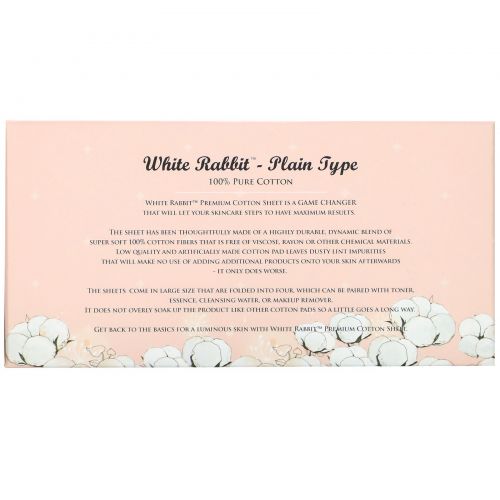 White Rabbit, Premium Cosmetic Cotton Sheet, Plain, 200 Sheets