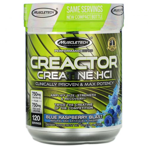 Muscletech, Creactor, Blue Raspberry Blast, 264 г (9,32 унций)