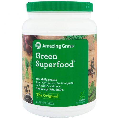 Amazing Grass, Зеленый суперпродукт, полностью натуральный сухой напиток, 28 унций (800 г)
