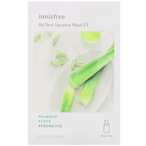 Innisfree, My Real Squeeze Mask EX, Aloe, 1 Sheet, 0.67 fl oz (20 ml)