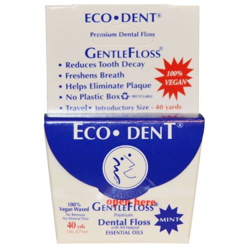 Eco-Dent, Зубная нить GentleFloss, мята, 40 ярдов (36,57 м)