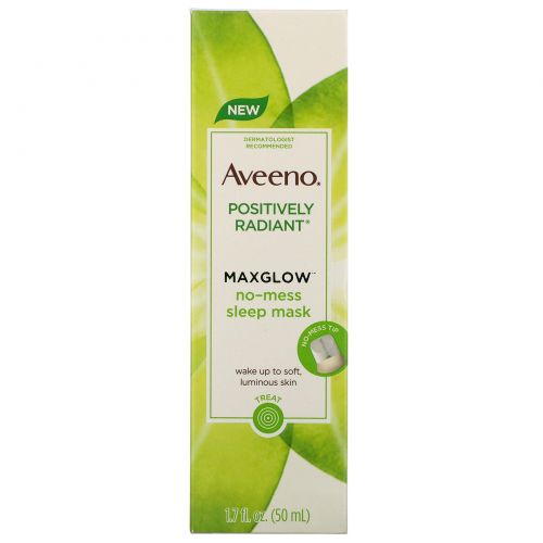 Aveeno, Positively Radiant, MaxGlow Ночная маска, не создающая помех, 1,7 ж. унц.(50 мл)