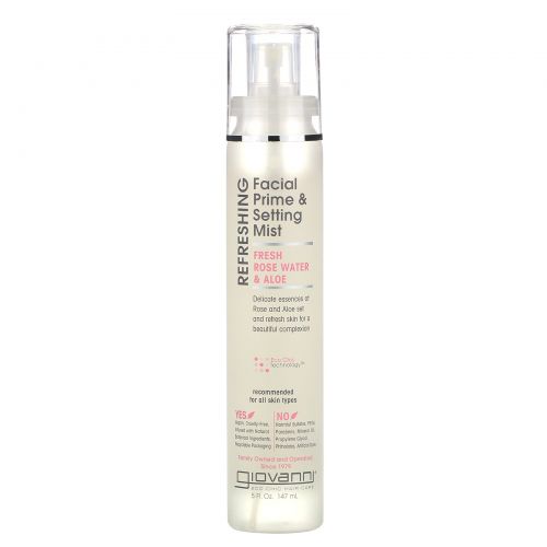 Giovanni, Refreshing Facial Prime & Setting Mist, Fresh Rose Water & Aloe, 5 fl oz (147 ml)