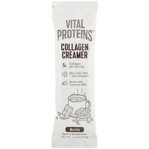 Vital Proteins, Коллагеновая сливочная добавка, мокко, 14 пакетиков по 0,46 унц. (13 г)