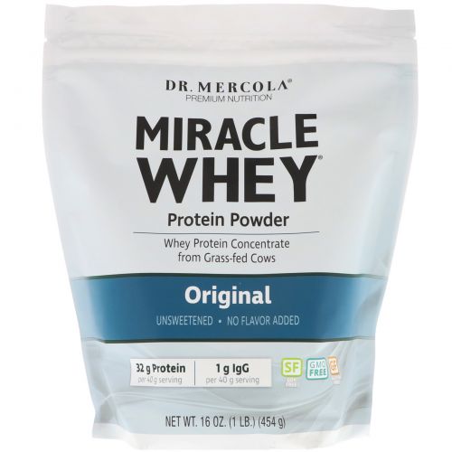 Dr. Mercola, Премиум питание, порошок сывороточного протеина Miracle, оригинальный, 16 унций (454 г)