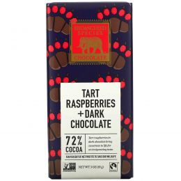 Endangered Species Chocolate, Темный шоколад с малиной, 3 унции (85 г)