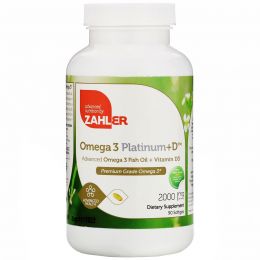 Zahler, Omega 3 Platinum+D, Advanced Omega 3 with Vitamin D3, 3000 mg, 90 Softgels