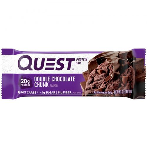 Quest Nutrition, QuestBar, Protein Bar, Double Chocolate Chunk, 12 Bars, 2.1 oz (60 g) Each