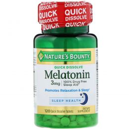 Nature's Bounty, Melatonin, Natural Cherry Flavor, 3 mg, 120 Quick Dissolve Tablets