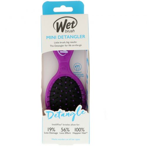 Wet Brush, Мини-расческа для облегчения расчесывания, фиолетовая, 1 расческа