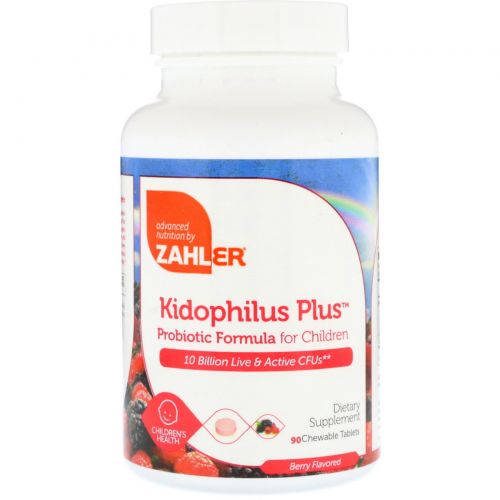 Zahler, Kidophilus Plus, Probiotic Formula For Children, Berry Flavored, 90 Chewable Tablets