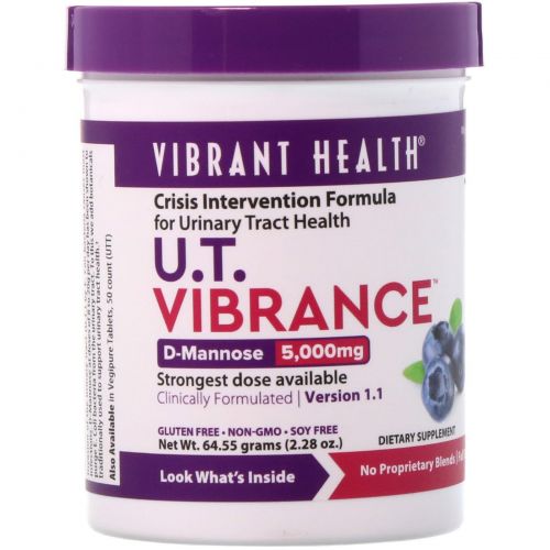 Vibrant Health, U.T. Vibrance, 5 г D-манноза + растительные компоненты, версия 1.1, 2,02 унции (57,25 г)