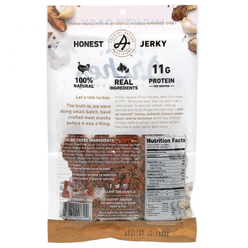 Country Archer Jerky, Turkey Jerky, Hickory Smoke,  7 oz (198 g)