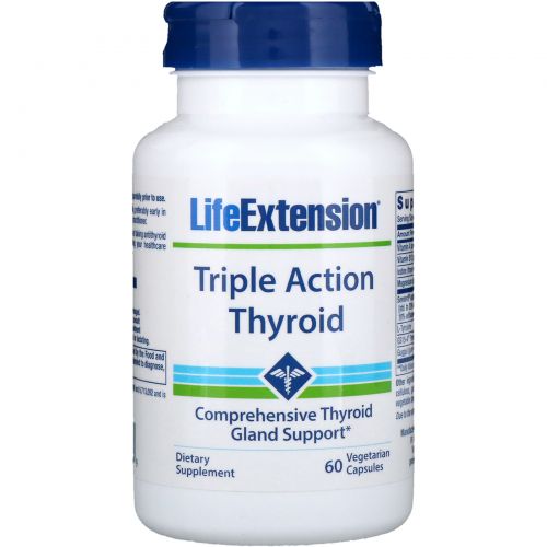Life Extension, Тироид тройного действия, 60 вегетарианских капсул