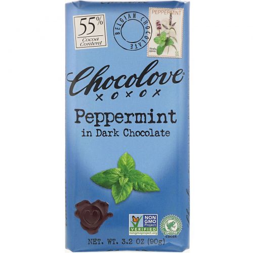 Chocolove, Перечная мята в темном шоколаде, 3.2 унции (90 г)