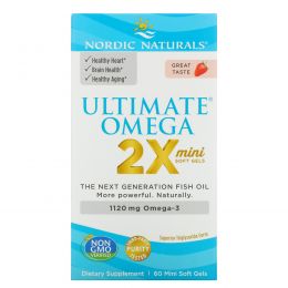 Nordic Naturals, Ultimate Omega mini, со вкусом клубники, 650 мг, 60 штук